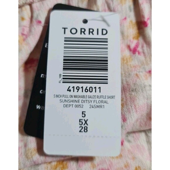 TORRID Women Plus Size 5X Ruffle Short Sunshine Ditsy Floral Elastic Waist 20NA - Picture 3 of 4